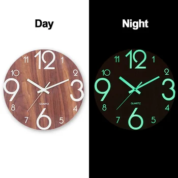 

Luminous Wall Clock Silent Vintage Wooden Glowing Wall Clock Retro Wood Clocks With Night Lights for Kitchen Living Room Decor