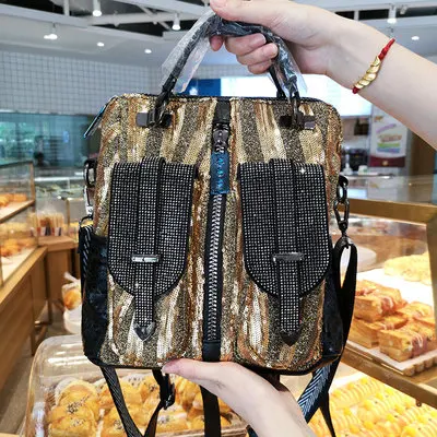 Gold 24cmx27cmx12cm Женские сумки на плечо с блестками Роскошные женские сумочки с кристаллами черные золотые сумки с блестками модные новые женские сумки через плечо - Цвет: Gold 24cmx27cmx12cm