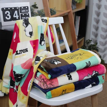 

BRAND Animal bulldog Cartoon плед fleece Throw Blanket for Kids Bedspread Bulldog Sofa Cover 1pc winter decorations for home