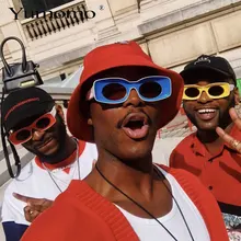 Новые квадратные солнцезащитные очки для женщин Роскошная брендовая дизайнерская красная желтая красочная Персонализированная крутая линза UV400 женские мужские солнцезащитные очки оттенки