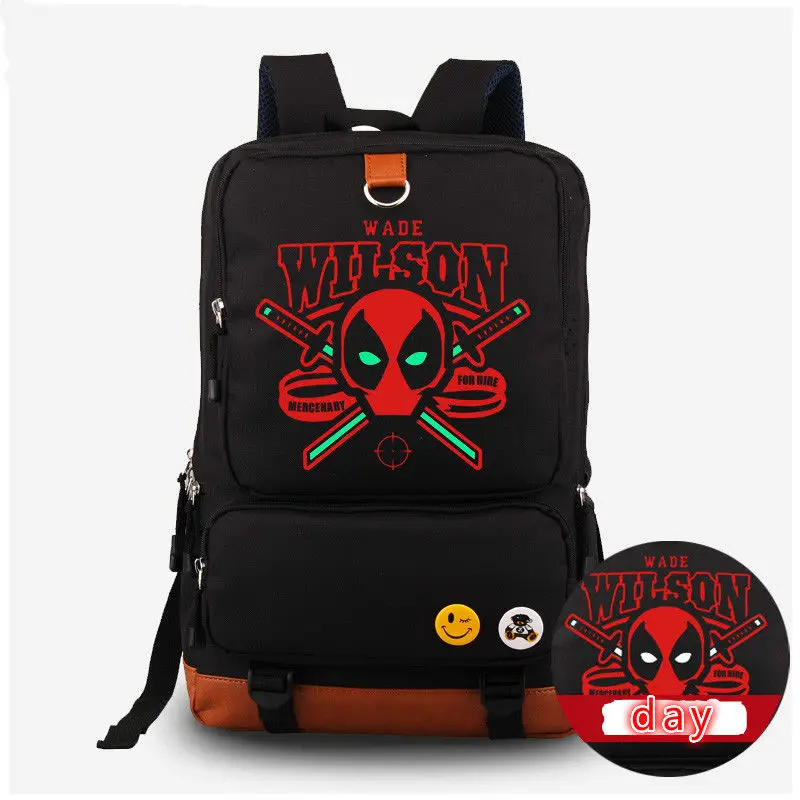 

Glow in Dark Deadpool Backpack Comic Superhero Shoulder Backpack Luminous Bag