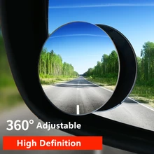 Espejo retrovisor convexo para coche, 1/2 Uds., HD, gran angular, ajustable, vista trasera de coche, sin montura, 360 grados
