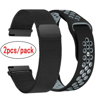 

2pcs/pack Milanese Loop Stainless Steel Band + Silicone Replacement Strap + For Amazfit Bip Youth watch 1 2 2s Metal watch band