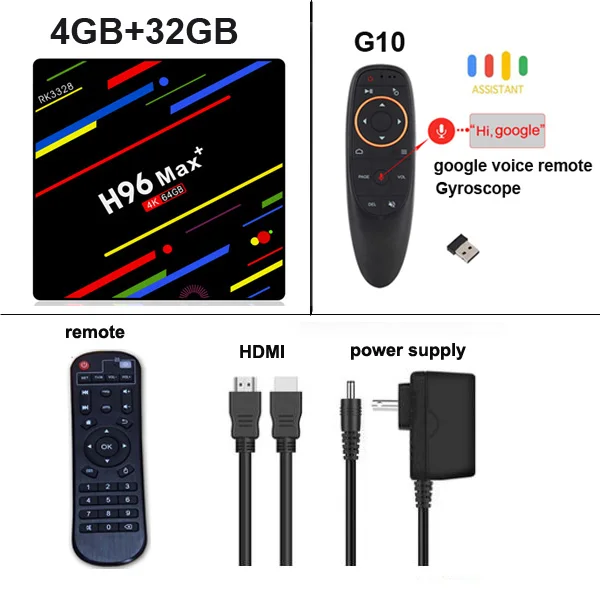 H96 MAX Plus Android 9,0 ТВ приставка Rockchip RK3328 4 Гб ОЗУ 64 Гб ПЗУ 4 к H.265 USB3.0 BT4.0 2,4G 5G Wif телеприставка - Цвет: 4G 32G G10S