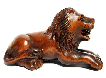 

Y6183 - 2" Hand Carved Boxwood Netsuke - Lion King