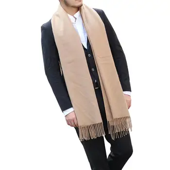 

180x30cm Men's Winter Solid Color Scarf Warm Soft Tassel All-Match Shawl Wrap