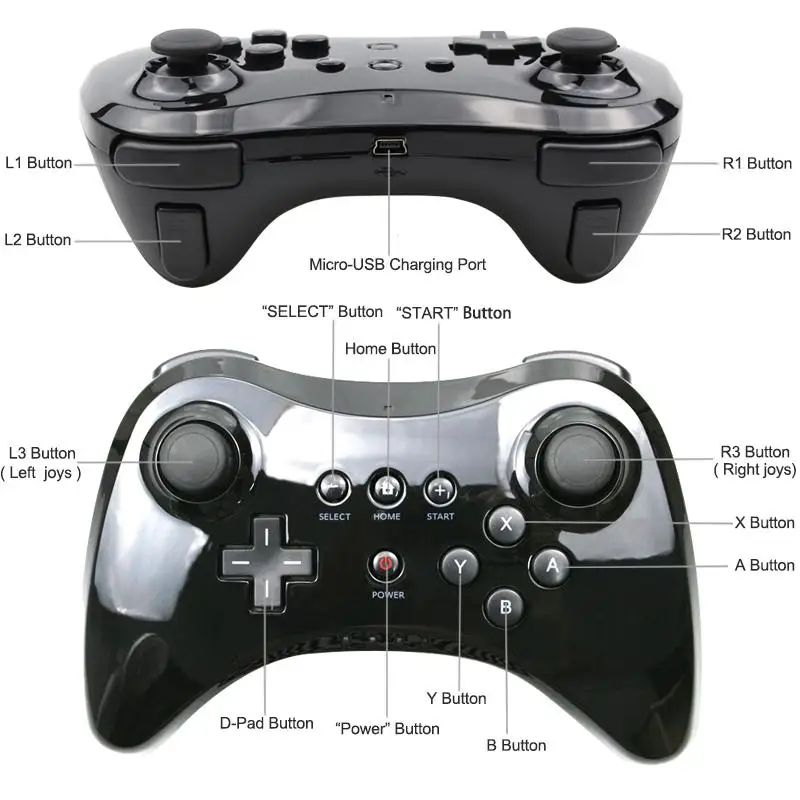 Для wii U Pro контроллер для wii U Pro U геймпад USB классический двойной аналоговый Bluetooth беспроводной пульт дистанционного управления для NAND
