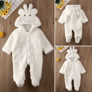 

pudcoco Newborn Baby Boy Girl Winter Cute Lamb Clothes Down Romper Jumpsuit Warm 3D Lovely Button Outfits