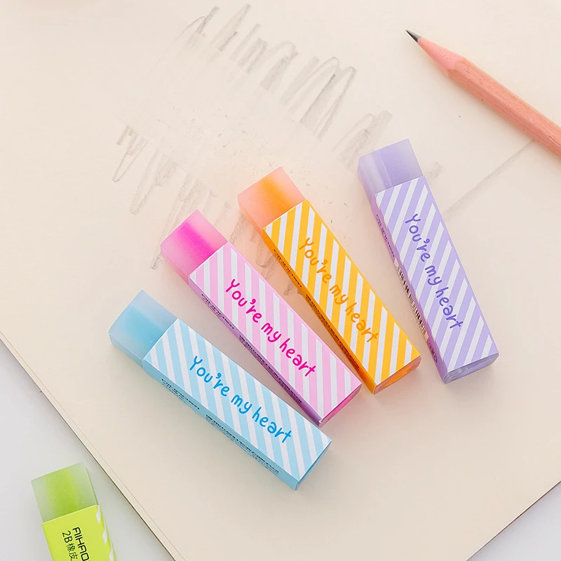 Pencil Eraser 2B Cute Candy Soft Erasers for Kids Rubber Kawaii Stationery School Office Supplies