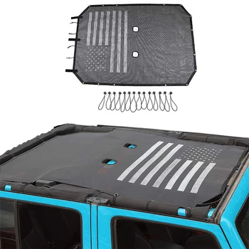 

Sunshade Shade JK JKU Jeep Wrangler Mesh Bikini Top Cover 2007-2017 4-Door UV-Protection in Black and White American Flag