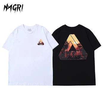 

NAGRI T-shirts Men Triangular Graphic Print Short Sleeve T-Shirt Male Streetwear Casual Basic Tee Shirts 2020 Summer