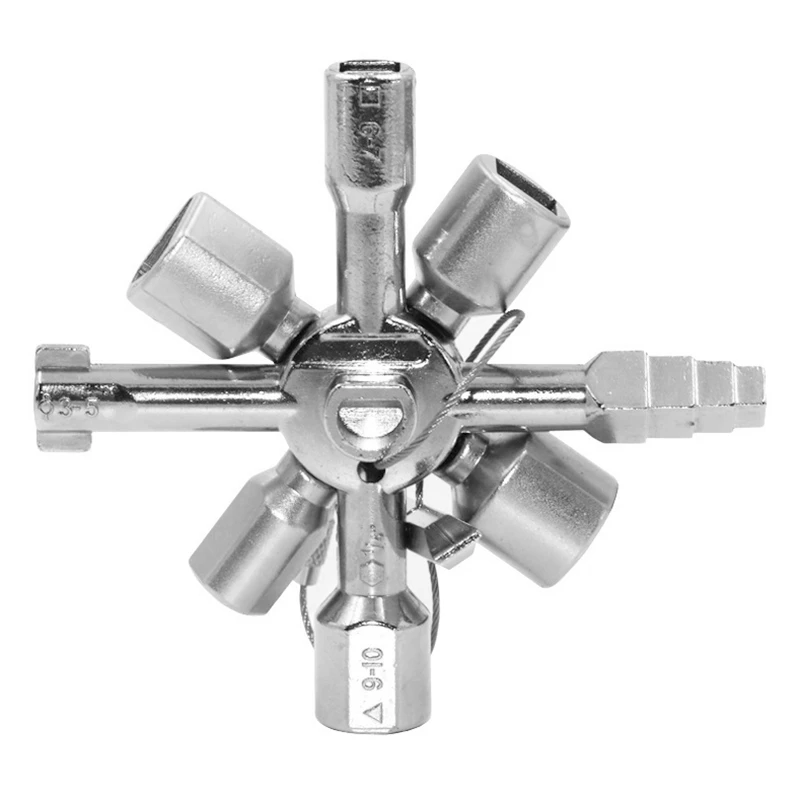

10in1 Multifunction Cross Switch Plumber Key Wrench Universal Square Triangle With Key Train Door Key Universal Cross Wrench