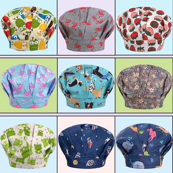 

New Cotton operating room hat printing medical surgical caps Breathable pet hospital doctor work hats dental clinic nursing caps