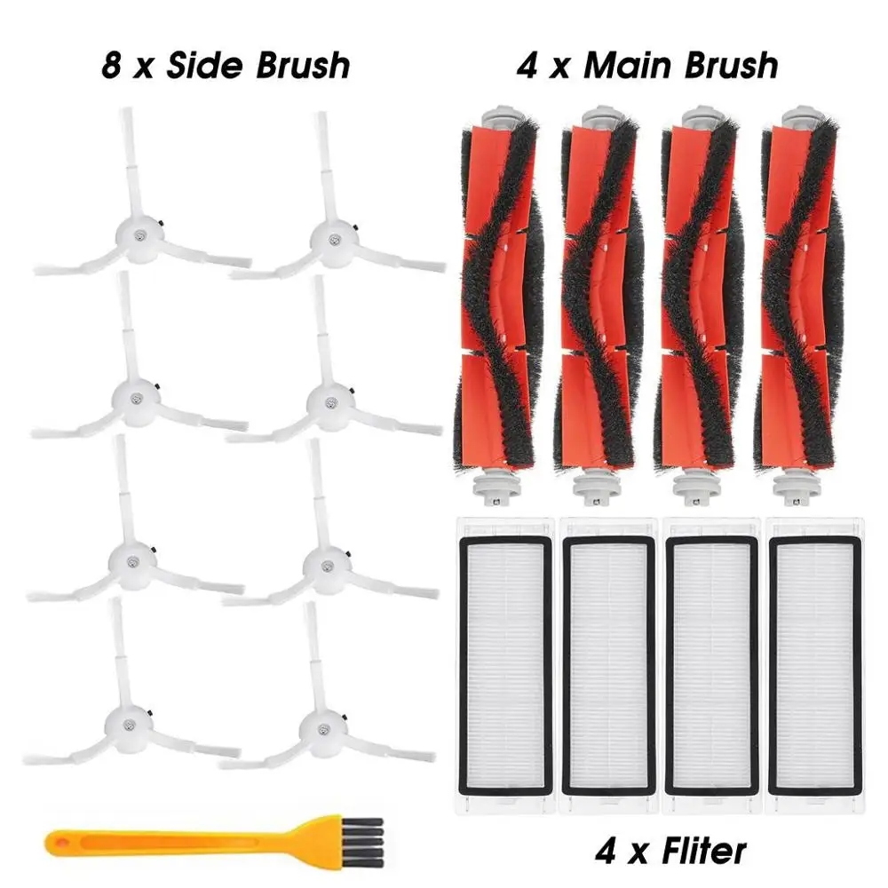 

New Mi Roborock Vacuum Cleaner Parts of 8 Side Brush 4 Roller Brush 4 HEPA Filter for mi Roborock Vacuum Cleaner Accessories