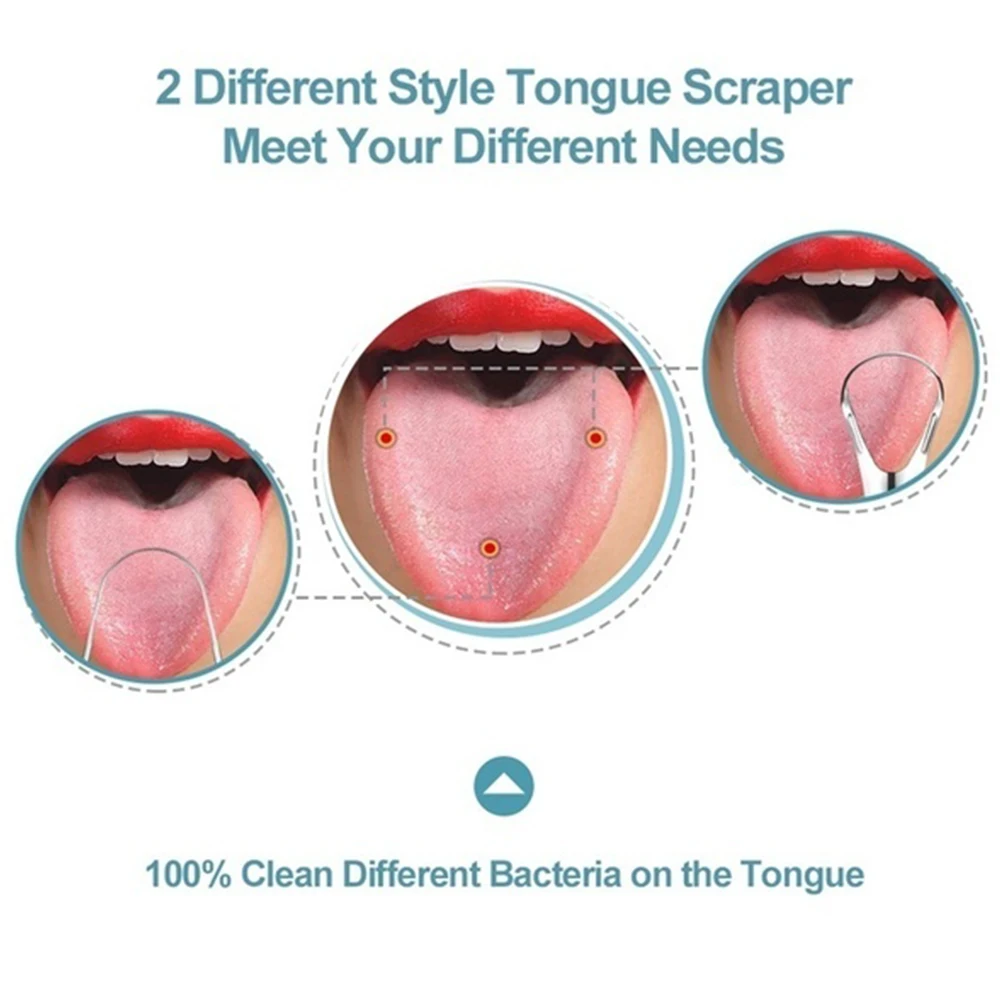 1 Pcs Tongue Scraper Reusable Portable Stainless Steel Oral Tongue Cleaner Brush Fresher Sweepers for Adults Oral Hygiene Care