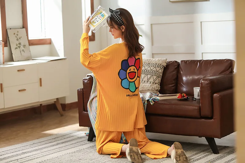 4xl 5xl Plus Size Pajamas Women Cotton Sleepwear Winter Pijama Women Round Neck Night Suit Solid Warm Pyjama Set Home Clothes