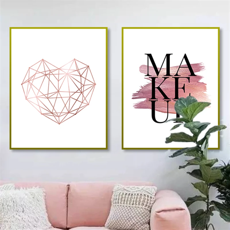 

Perfume Make Up Posters and Prints Beauty Begins Quote Wall Art Print Eyelash Lipstick Pictures Bedroom Decoration Home Decor