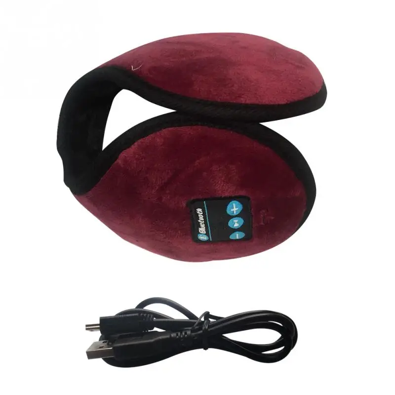 Wine Red Зимние теплые наушники для ушей, музыкальные Bluetooth наушники для женщин и мужчин, теплые складные наушники для катания на лыжах, пеших прогулок, бега, встроенный динамик#2 - Цвет: Wine Red