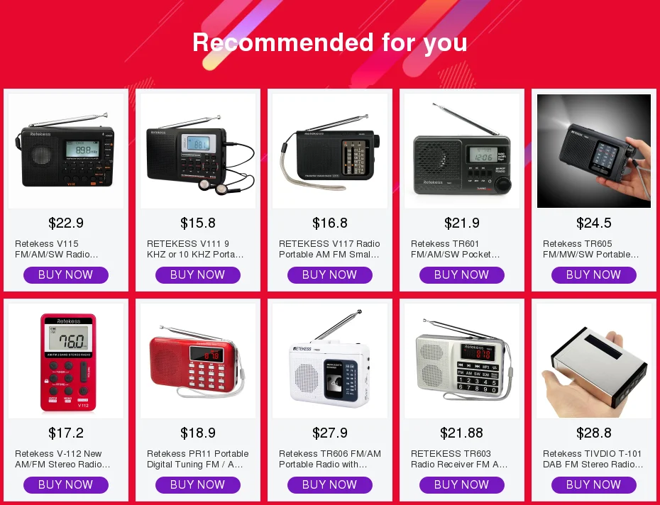 Radio Retekess PR13 Portable FM Pocket Receiver Stereo DSP Mini Digital