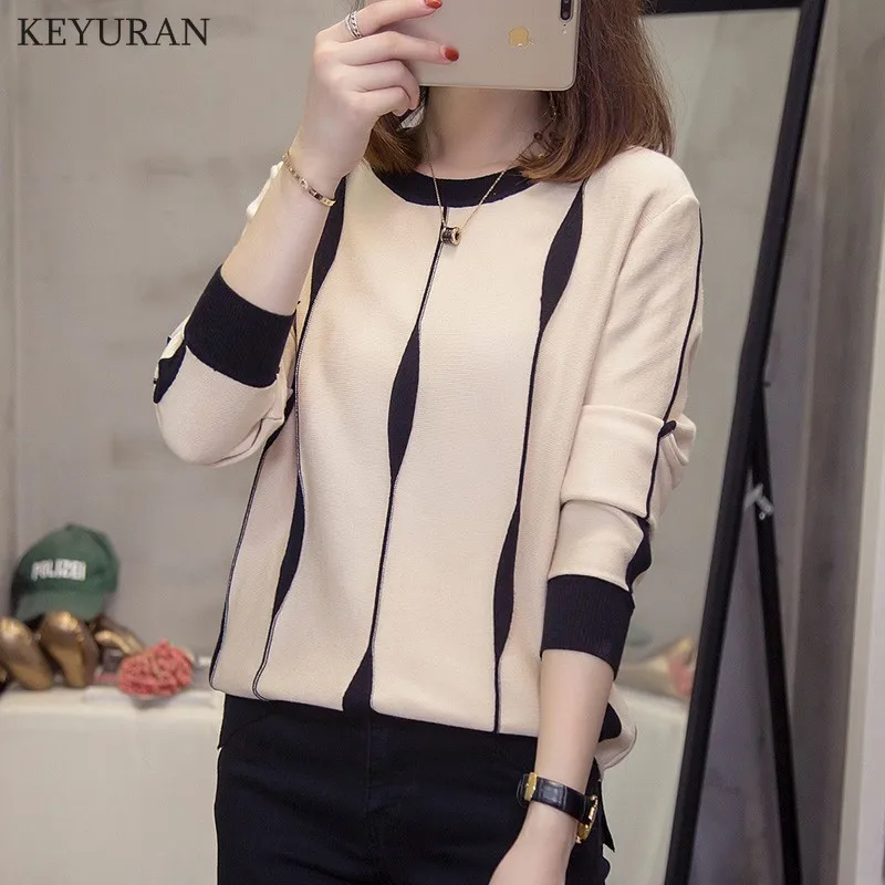 

Female Soft Korean Style Loose Fall Winter Sweater Round Neck Women Bodycon Basic Pullovers Long Sleeve Pull Femme Knitted Top