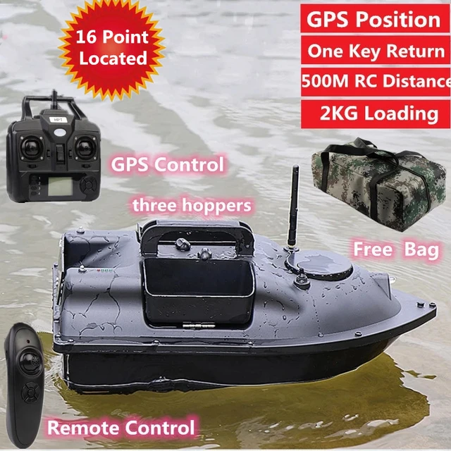 16 GPS Point Intelligent Return 3 Hopper RC Fishing Boat Bait 500M 6H LCD  Screen Fish Finder Remote Control GPS RC Bait Boat