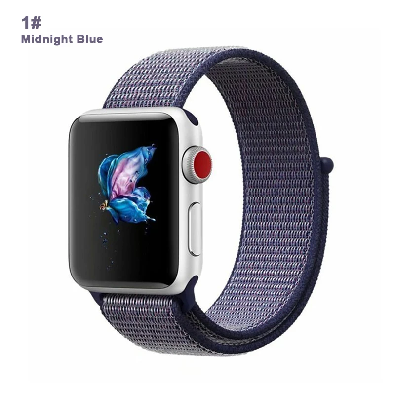 Нейлоновый ремешок для часов Apple Watch Series 4 5 3 2 1 мягкая дышащая Спортивная петля для iWatch 42 мм 44 мм 38 мм 40 мм браслет для часов - Цвет ремешка: 1