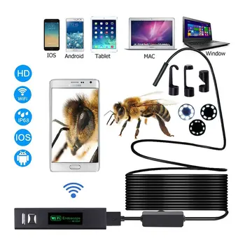 

Wireless Endoscope,WiFi Borescope Inspection Snake Camera Inspection Camera Kit 1200P HD IP68 Waterproof with8pcs LED Inspection
