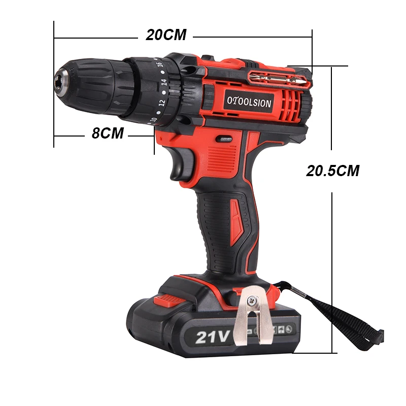 21V Variable Speed Impact Electric Screwdriver Impact Electric Drill Tool Hammer Cordless Drill Impact Drill Cordless+Tool Bag