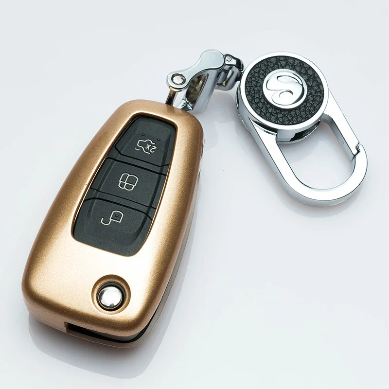 E-yellow Чехол для автомобильного ключа с краской для Ford Ranger C-Max S-Max Focus Galaxy Mondeo Transit Tourneo, индивидуальный автомобильный держатель, автомобильный брелок - Название цвета: E-yellow