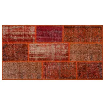 

Handmade Red Vintage Overdyed Patchwork Area Rug 080x150 Cm-2'7''X4'11''