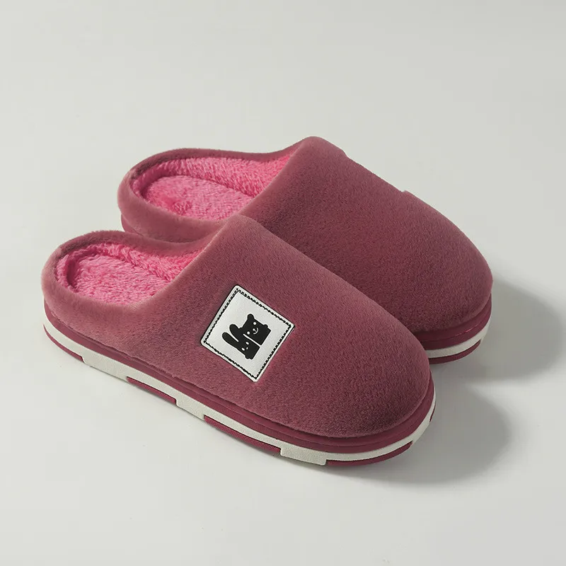 

Женские домашние тапочки из материала на основе хлопка; Женские зимние ботинки с нескользящей подошвой, теплая зимняя женская обувь, утепленные обувь с милым рисунком; Домашние плюшевые тапочки; Женская домашняя обувь