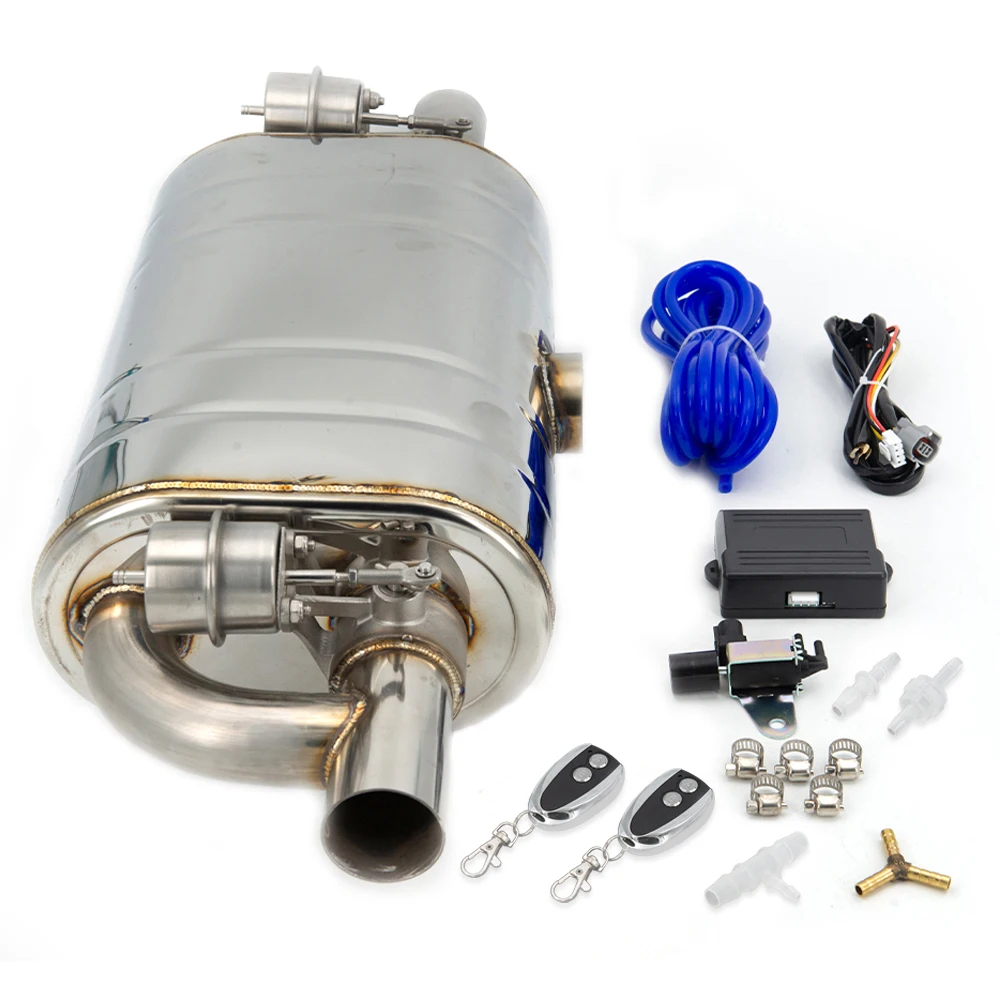 Universal T shape Car exhaust pipe Vacuum pump Variable Valve Mufflers Remote control Stainless steel One Inlet Two Outlet 63MM exhaust muffler tip,exhaust pipe muffler,exhaust trim pipe,exhaust control valve,exhaust pipe valve kit,exhaust pipe valve,car intake muffler