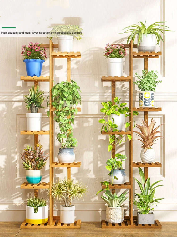 

Multi-storey Room Built-in Rack Balcony Simplicity Meaty Flowerpot Frame Solid Wood A Living Room To Ground Province Space