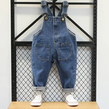 Детский свободный джинсовый комбинезон, Детские рваные комбинезоны, джинсовые штаны потертые повседневные рваные джинсы для мальчиков и девочек от 12 месяцев до 5 лет