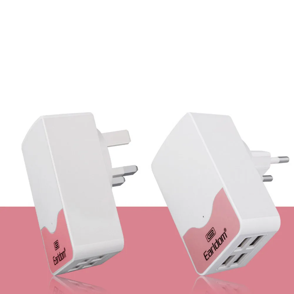 FDBRO EU USB Зарядное устройство адаптер 4-Порты и разъёмы 4.4A(макс.) 22 Вт Светодиодный светильник автоматической идентификации Портативный телефон дорожное настенное зарядное Зарядное устройство для iPhone для samsung - Тип штекера: Pink