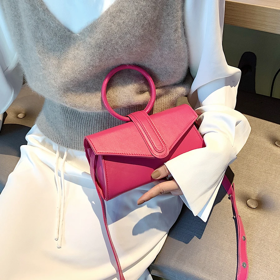 Diagonal Bag Hand Bag Women's 2021 Fashion Simple Designer Handbag Woman Luxury Pu Leather Solid Color Clutch Ladies