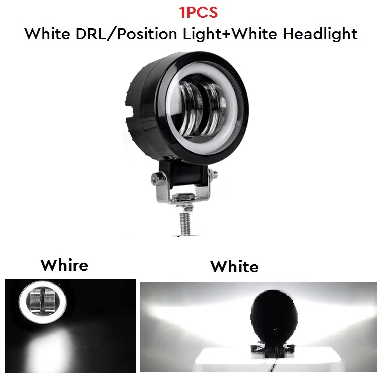1pcs White DRL 12 В 24 в 3 дюйма 20 Вт светодиодный рабочий светильник 4X4 трактор внедорожный позиционный светильник внедорожный бампер на крышу лампа красный синий белый ангельские глазки мотоцикл - Цвет: 1pcs White DRL