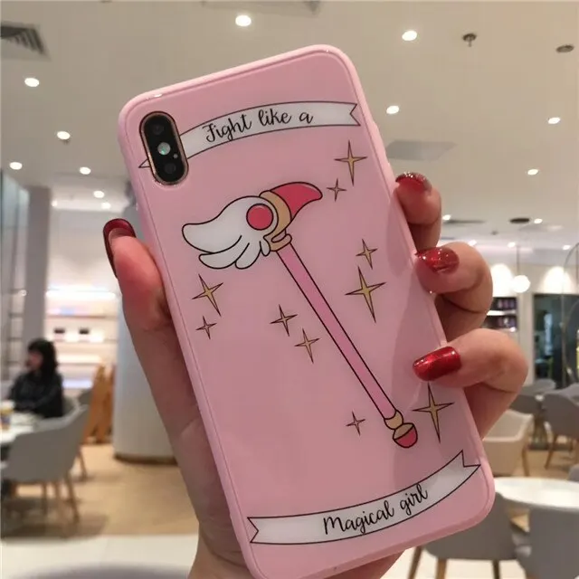 Для iPhone 6 6S 7 8 Plus XR X XS Max Sailor Moon Cardcaptor Sakura стеклянный жесткий чехол для телефона+ Защитная пленка для экрана из закаленного стекла