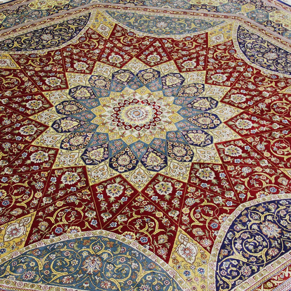 YILONG 8'x8' классические Восьмиугольные тканые ковры ручной работы Шелковый круглый коврик (TJ048-8x8)