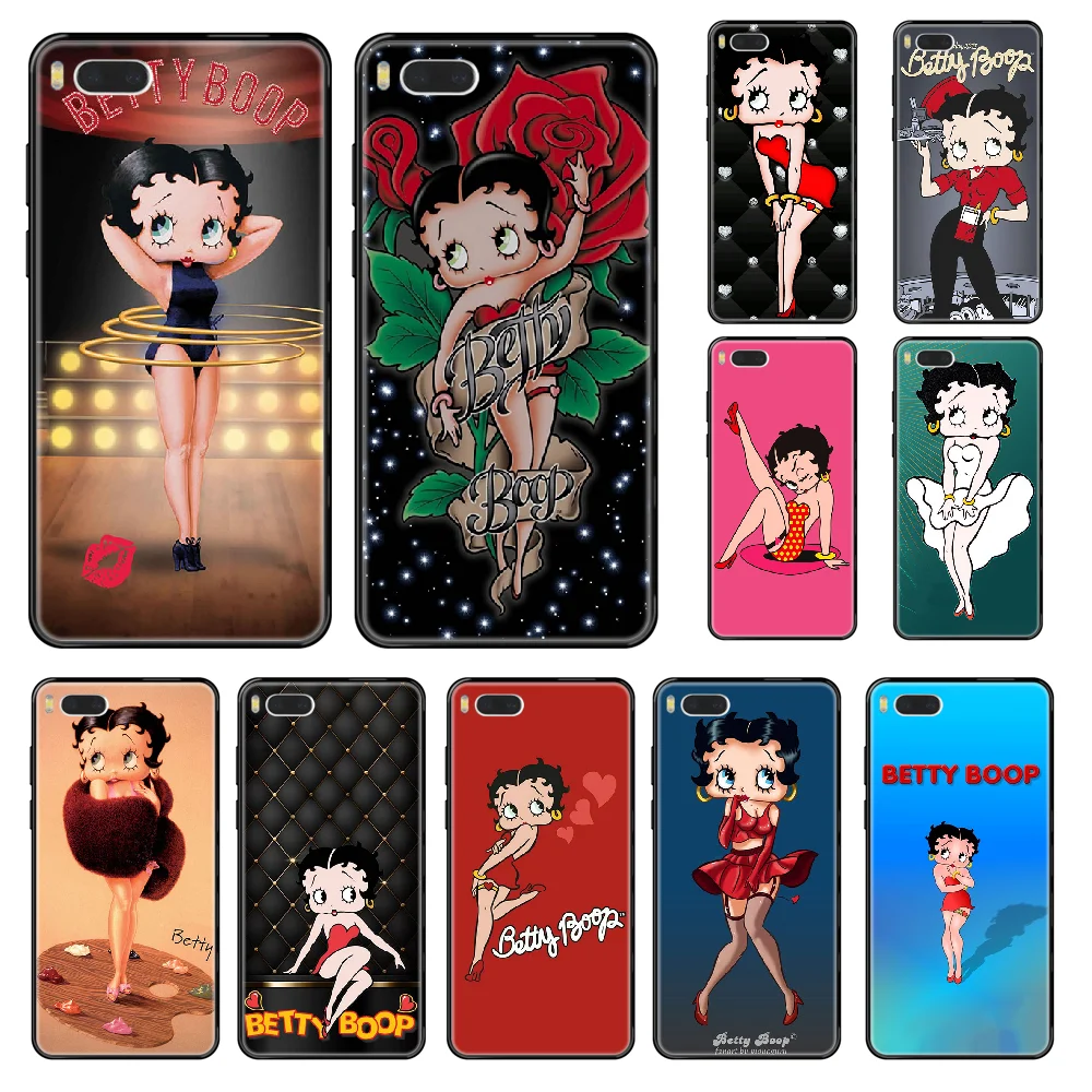 Милый чехол для телефона betty boop Xiaomi Mi 6 8 9 A1 2 3 Mix3 Mix2 Mix2S X T Lite Pro черный силиконовый