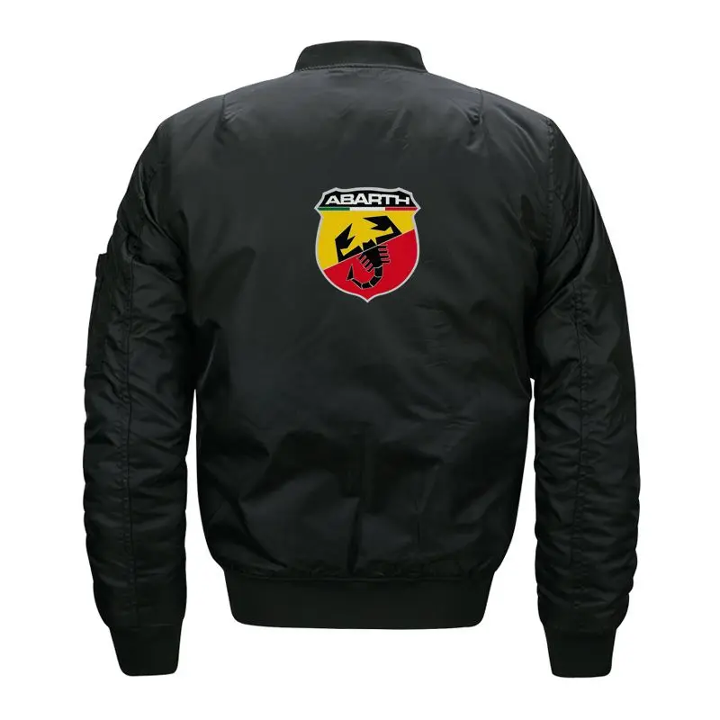 Abarth куртки для мужчин Осенняя брендовая одежда куртка для мужчин флис пилот размера плюс принт теплый 6XL 7XL 8XL водонепроницаемый 2FX01 - Цвет: Thin Black