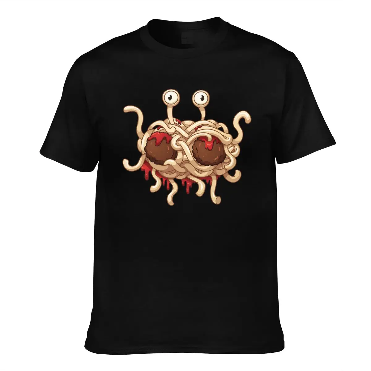

Men's ( Available) T Shirt Black Comical Shirts Men's Flying Spaghetti Monster Colorful Art Print Casual Cotton Short O-neck