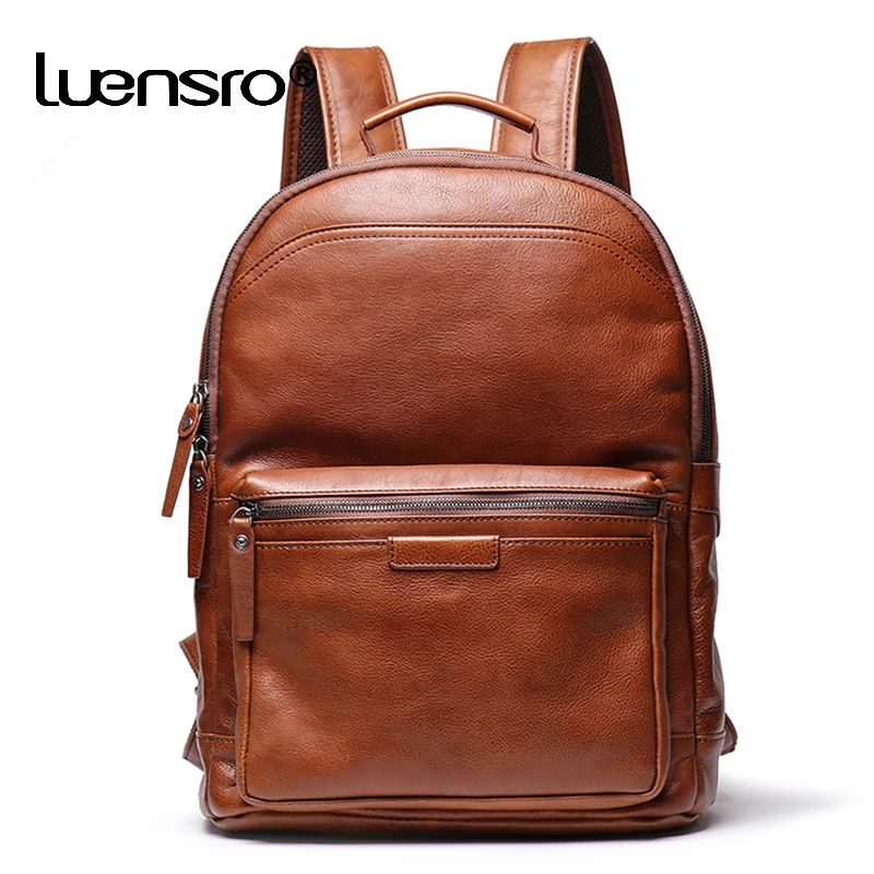 Vintage Leather Mens 14inch Laptop Backpack Travel Backpacks