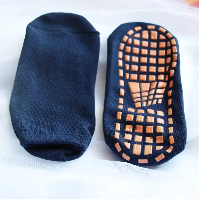 Navy blue non-slip Осенне-зимние теплые нескользящие носки-тапочки Носки для мальчика и полотенце для девочки Домашняя одежда хлопковые цветные плексигласовые толстые носки - Цвет: Navy blue non-slip