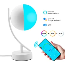 7 Вт светодиодный умный настольный светильник Беспроводной Wi-Fi голосовой телефон приложение пульт дистанционного управления затемняемый ночник для спальни работает с Alexa Google Home