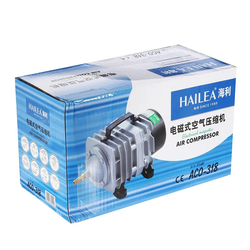 NEW Aquarium electromagnetic air compressor 70L/min 45W fish tank air pump increasing oxygen pump HAILEA ACO-318