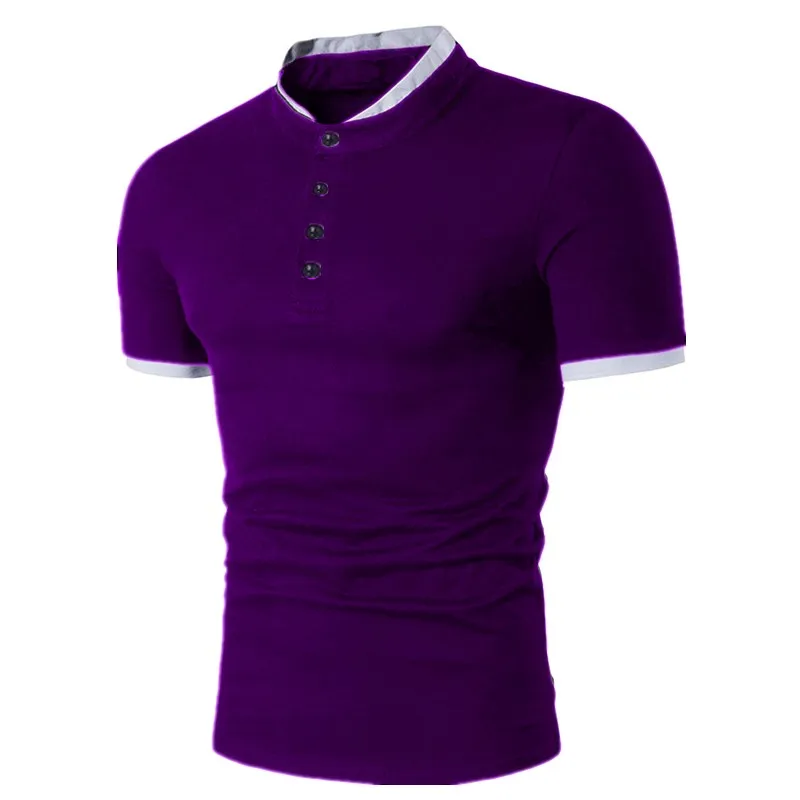 Zagaa поло Для мужчин рубашка хлопок короткий рукав рубашка повседневные рубашки летние дышащие однотонные Мужское поло рубашка большие размеры, S-3XL - Цвет: Purple