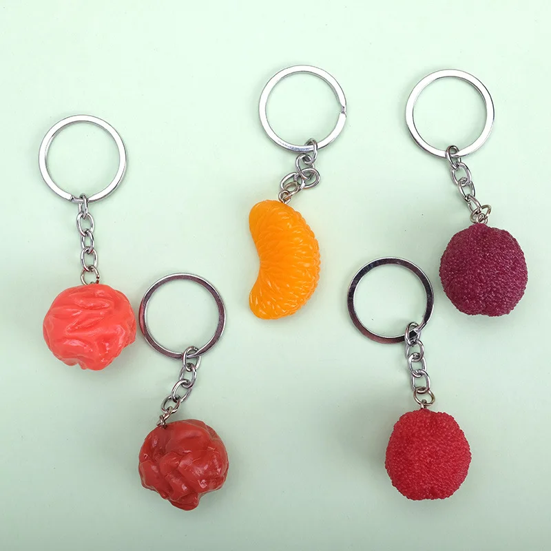 

Summer Fruit Key Chain Sweet potato Waxberry preserved plum tangerine Key rings Key Food Holder Fresh Fruit Keychain Jewelry