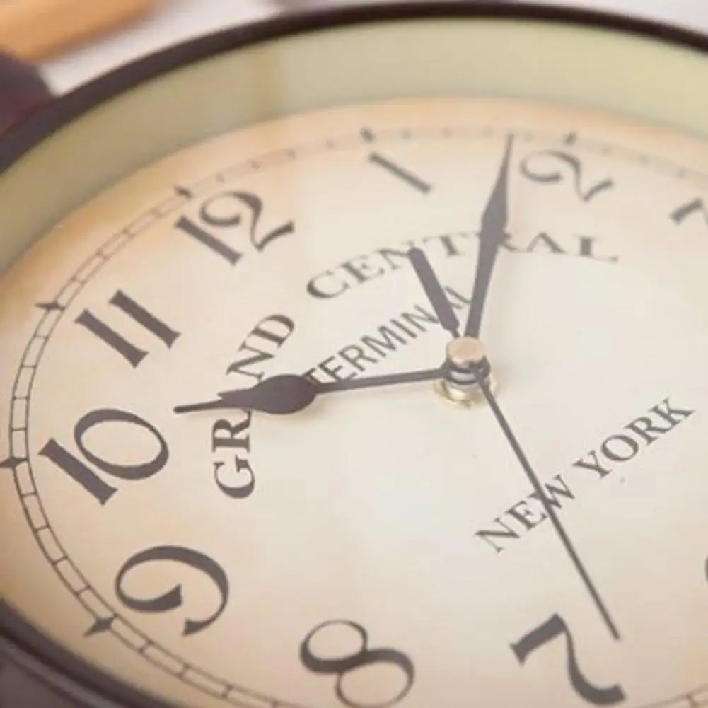 Европейский стиль двусторонний круглый Настенные часы винтажный дизайн крепление станция настенные часы Сад Ретро часы для домашнего декора металлическая рамка