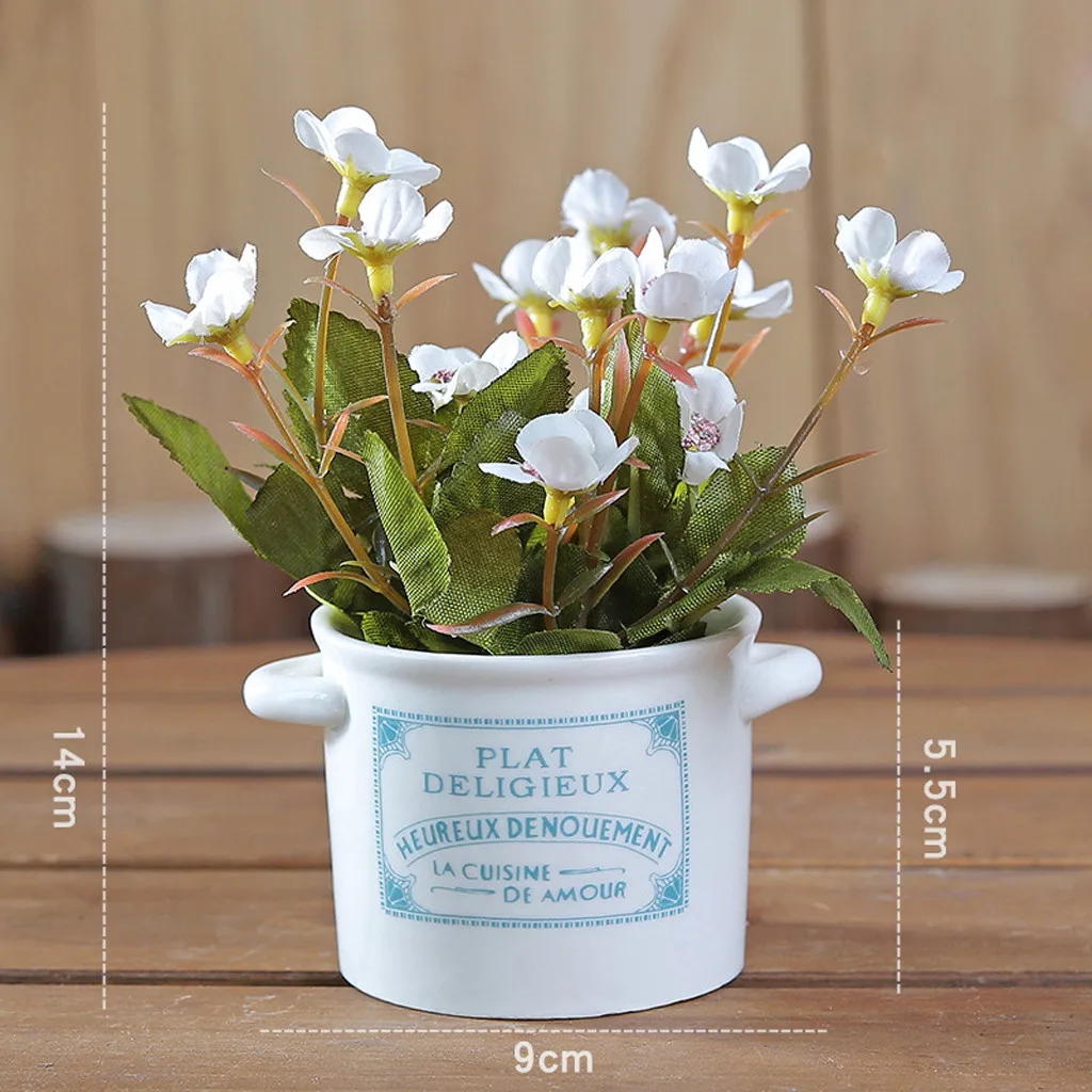 5 New Simulated plant bonsai fashion Ceramic Pots Artificial Plants Potted Living Room Desk Decorative Flowers#pingyou - Цвет: 5